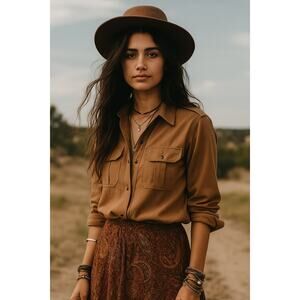 The Kooples Patch-Pocket Relaxed-Fit Button Up Long Sleeve Shirt NWT Size XL